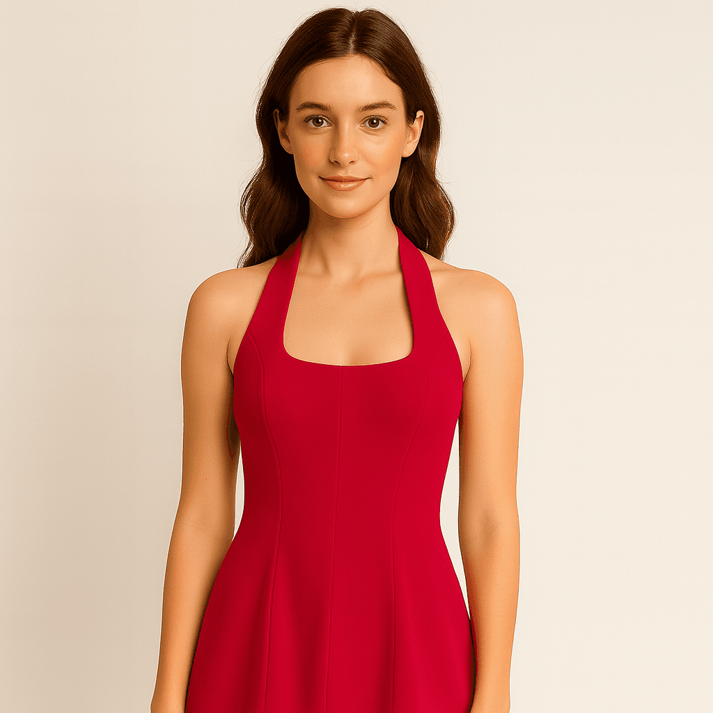 Classic Red Halter-Neck Dress